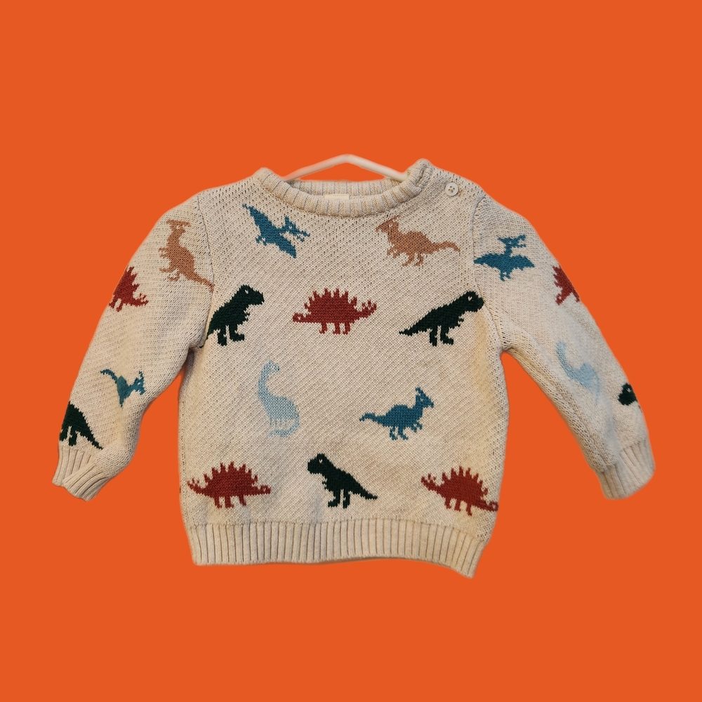 Tucker + Tate Cream and Red Dinosaur Sweater